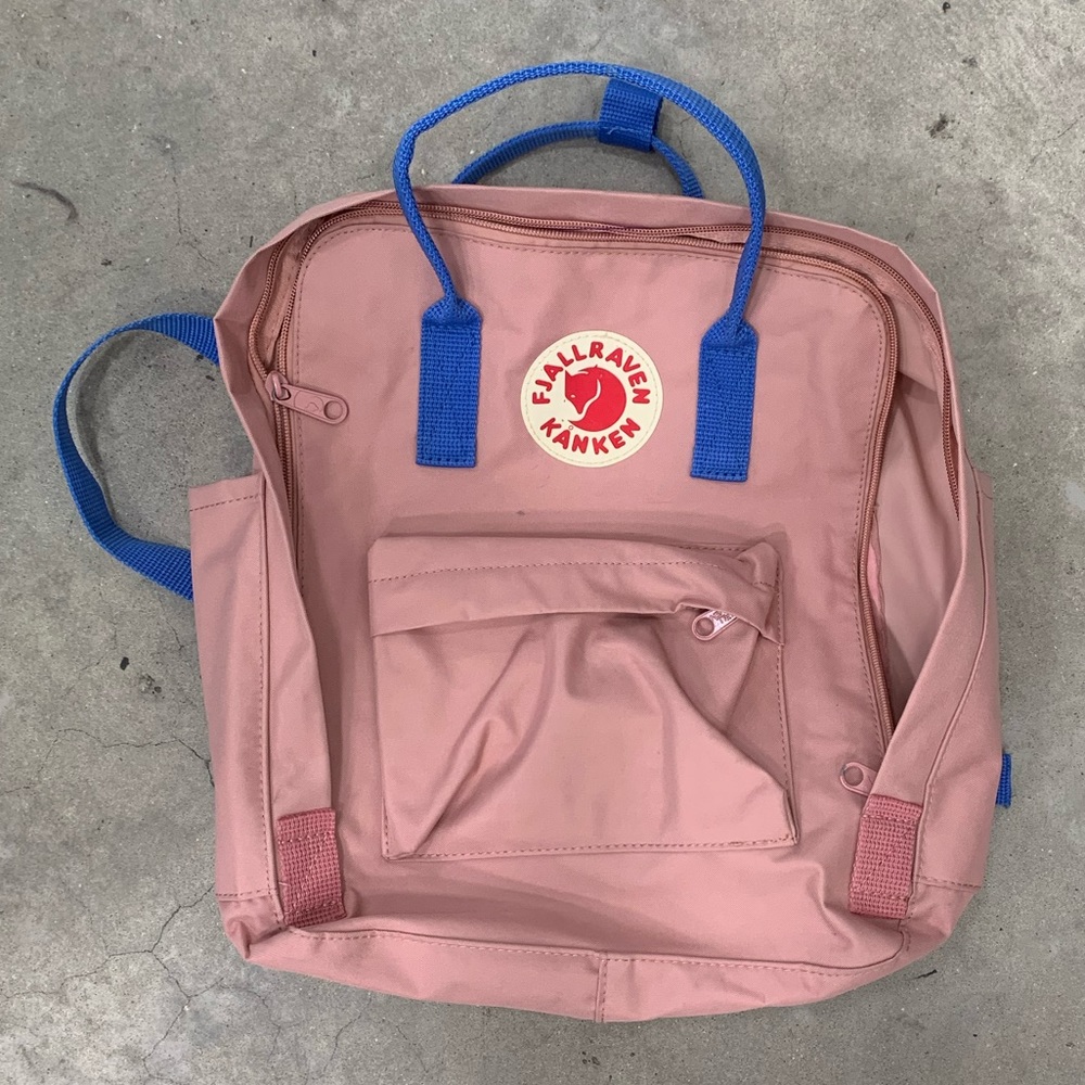 Fjallraven Kanken bag backpack pink and blue